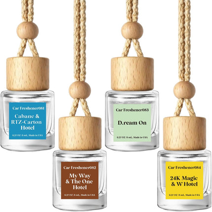 HoogaLife Car Air Freshener Diffuser 4 Pack Hanging Car Freshener for Women - 24.K Magic & W. Hotel ＆ Cabane & Rltz. CarIton Hotel ＆ Droam 0n & Westln Hotels ＆ M.y Way & The 0ne Hotel Fragrance Oil
