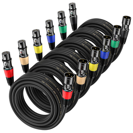 3ft XLR Cables 4-Pack - Male to Female Microphone Cable