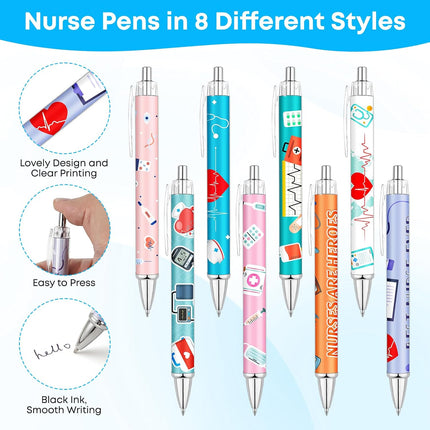 96 Pcs Nurse Appreciation Gifts Bulk 2026 Nurses Week Gifts with 24 Ballpoint Pens 24 Bookmarks 24 Keychains 24 Bags Thank You Gift for Nurse Doctor Medical Assistant Nursing Student Healthcare Worker