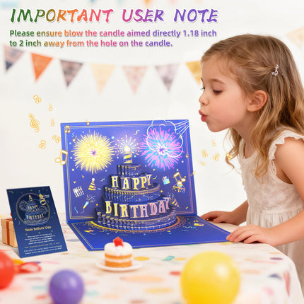 Pop Up Birthday Card with Music, Light, Firework For Men Women