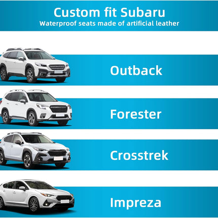 Full Set Car Seat Cover Custom Fit for Outback Forester Crosstrek Impreza Perforated Breathable Faux Leather Seat Protector Custom Seat Covers(Black&Beige,5 Seats)