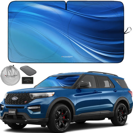 1-Piece Windshield Sun Shade Grunge American Flag - 4 USA Design - Foldable Car Front Window Sunshade for Most Sedans SUV Truck - Blocks Max UV Rays and Keeps Your Vehicle Cool - Medium