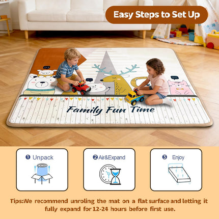 RONGFA Baby Play Mat 50x50x1.3 Inch, Memory Foam Crawling Mat, Non-Slip Water-Repellent Playpen Mat, Soft Cushioned Floor Mat for Infants Toddlers (Animal)