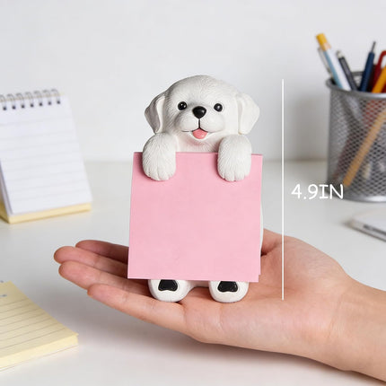 Dog Pop-up Sticky Note Dispenser, Includes 1 Pad of 3x3 in Super Sticky Notes, 100 Sheets, Resin Cute Handmade Desk Holder for Office & Home