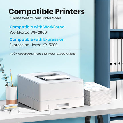for 222XL Ink Cartridges for Epson Printer Remanufactured for Epson 222XL Ink Cartridges Combo Pack for Epson 222 Ink Work for Workforce WF-2960 Expression XP-5200 Printer (5 Pack)