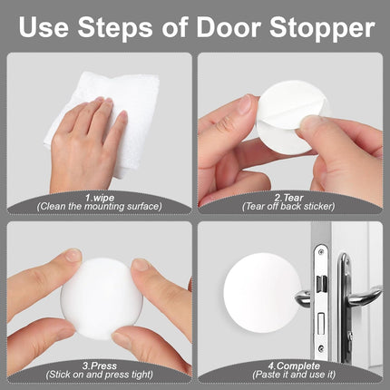Door Stoppers for Wall, 8 PCS 2" White Knob Protectors – Heavy-Duty Self-Adhesive & Shock Absorbent, Quiet Anti-Slam, Covers Imperfections & Prevents Wall Damage