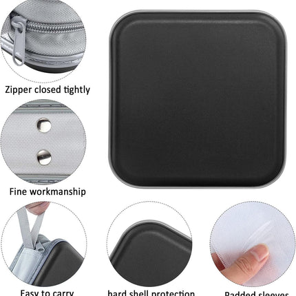 Siveit CD Case, 40 Capacity CD/DVD Case Holders Wallet Hard Plastic DVD Disc Cases Storage Binder for Car Home Office Travel (Black)