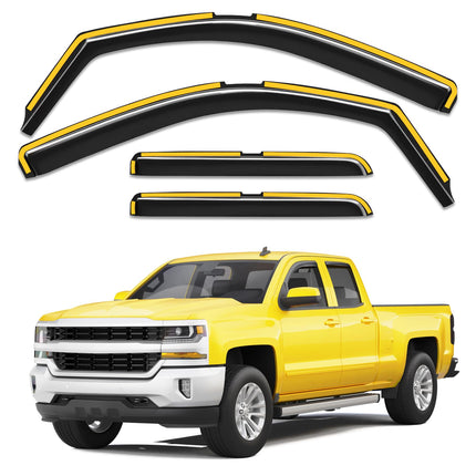 in-Channel Extra Durable Window Rain Guards for Chevy Silverado/GMC Sierra 1500 2019-2026 Crew Cab,Window Deflectors,Vent Visors,Side Window Shades, Truck Accessories-4pcs