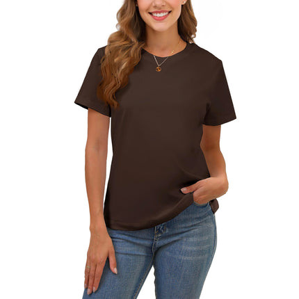 100% Cotton Basic T Shirts for Women Crew Neck Loose Fit Plain Tops