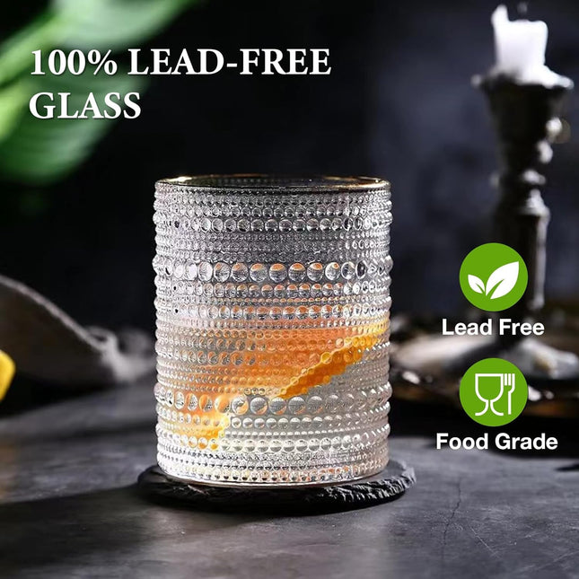 Set de 8 vasos vintage hobnail, set de vasos highball de 12 oz y vasos de cóctel de 10 oz, vasos de agua para cocina, set de vasos tumbler para bar para cerveza, jugo, cóctel, whiskey y leche