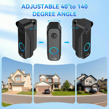 Doorbell Mount for myQ Video Doorbell Camera, Adjustable Left/Right Viewing Angle(40 to 140), Weatherproof Mounting Bracket, Anti-Blocks Motion Sensor, Compatible with Homes, Apartments, Dorms-Black