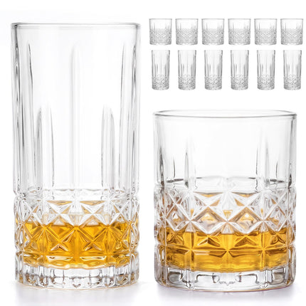 Crystal Cocktail Glasses Drinking Glasses Set of 12 Glass Cups