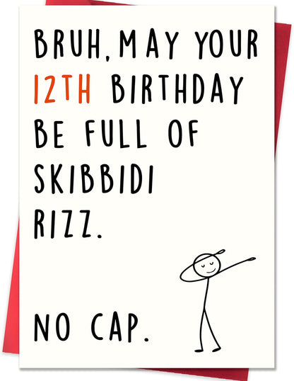 12th Birthday Card with Funny Teen Slang Design