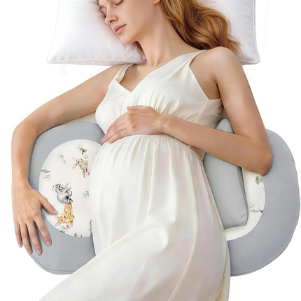 Pregnancy Pillow for Sleeping, Maternity Pillow with Removable Cooling Cover, Support for Back, Belly and Hips, Portable Travel Wedge Pillow for Pregnant Women with Adjustable Small Pillow