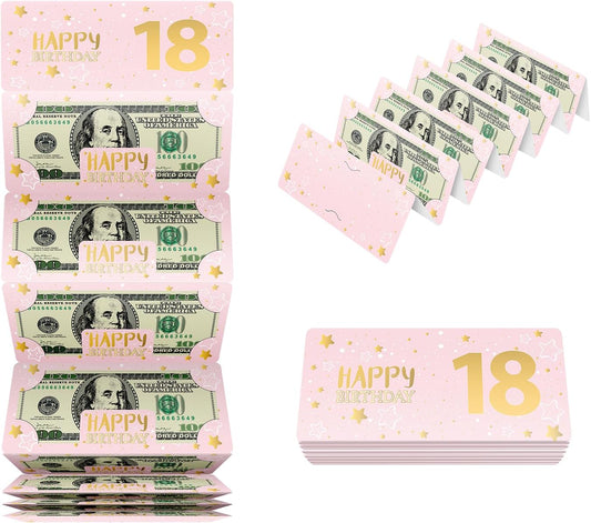 Pink 18th Birthday Money Envelope for Cash Gift Holder with Greeting Card for Girl Women Surprise Gift Idea with Clear