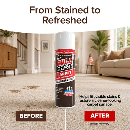 Bull Shot Pro Carpet, Professional Strength Carpet Spot & Stain Remover | Stain-lifting foam action, removes coffee, soda, wine, grease, new & old stains, just point & spray
