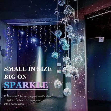 54PCS Mini Silver Disco Balls – Hanging Disco Ball Ornaments for Disco Ball Decor, Mini Disco Balls for Disco Party Decorations, Weddings, Rooms, Cakes & Disco Christmas Decor