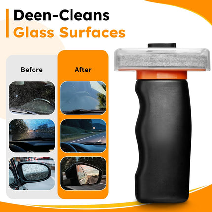 Glass Oil Film Remover for Car Windshield, Handheld Roll-On Glass Emulsion Cleaner with cleaning board, Removes Stubborn Oil Film & Grime for Improved Windshield Clarity for Safe Driving (3.38oz)
