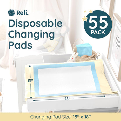 Disposable Changing Pads for Baby (55 Pack) | Disposable Diaper Changing Pads, 13" x 18" | Super - photo 2