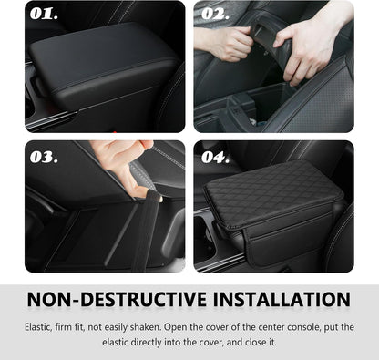 Universal Black Microfiber Leather Car Center Console Cover with 2 Storage Bags - photo 5