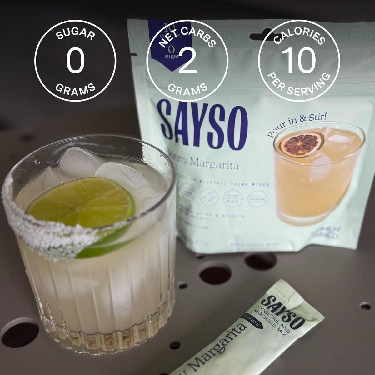 Skinny Margarita Cocktail Sticks | Craft Cocktail or Mocktail in 1 Min, Just Add Water + Spirits (0g - photo 5