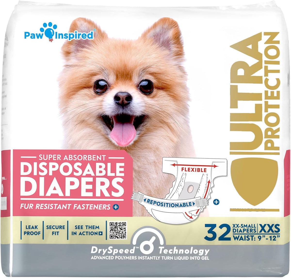 Disposable Dog Diapers, Female Dog Diapers Ultra Protection, Diapers for Dogs in Heat, Excitable Urination, or