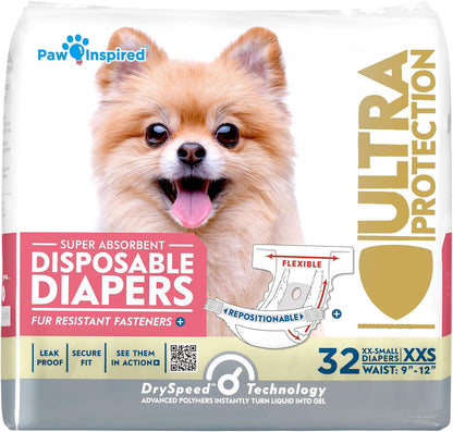 Disposable Dog Diapers, Female Dog Diapers Ultra Protection, Diapers for Dogs in Heat, Excitable Urination, or