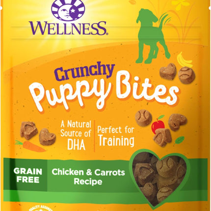 Wellness Crunchy Puppy Bites Dog Training Treats, Natural, Grain Free, Chicken and Carrot Recipe, 6 oz Bag
