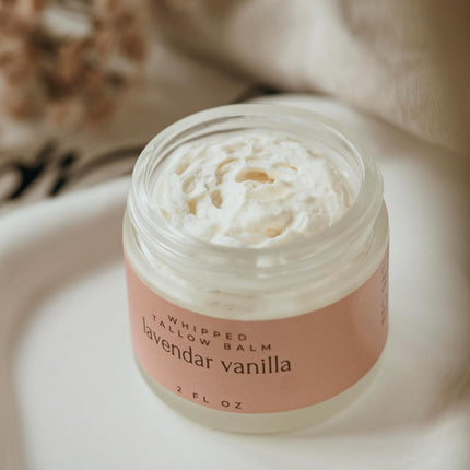 Whipped Tallow Balm – 100% Grass Fed Beef Tallow for Baby, Eczema & Sensitive Skin; Gentle Family Moisturizer for Dryness (Lavender Vanilla)