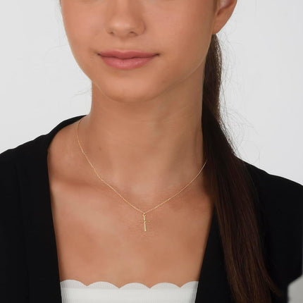 Annika Bella Cross Necklace for Women, 16-18 Inches Silver/Gold Chain, Women's Small Simple Cross Necklaces Religious Charm Jewelry, Faith Gift for Her
