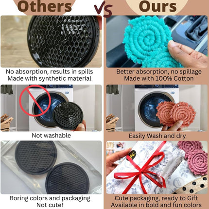 Cotton Car Coasters for Cup Holders, 2PC Car Cup Coasters, Drink Coaster Holder, Cute cupholder Coaster Accessories for Women, Macrame, Boho (Cafe Latte)