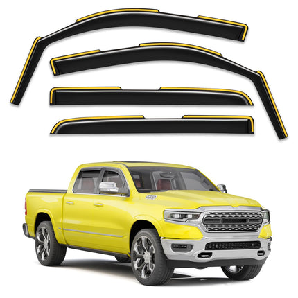 in-Channel Extra Durable Window Rain Guards for Chevy Silverado/GMC Sierra 1500 2019-2026 Crew Cab,Window Deflectors,Vent Visors,Side Window Shades, Truck Accessories-4pcs