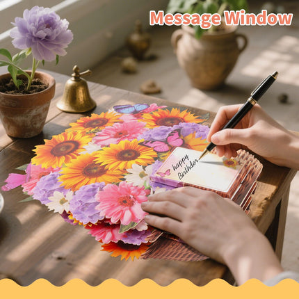 Birthday Card with Music Lights, Pop Up Sunflower Bouquet For Women