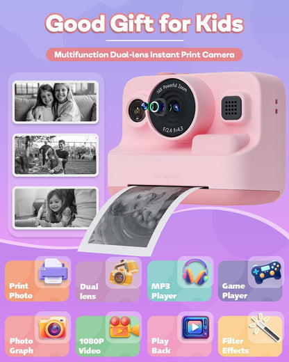 Pink 1080P Kids Instant Print Camera - photo 2