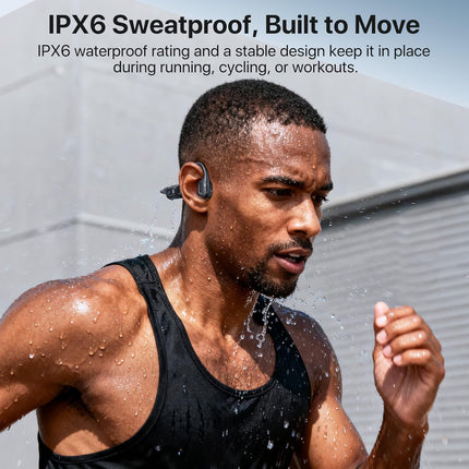 Bone Conduction Headphones, Open Ear Bluetooth Headphones, IPX6 Sweat Resistant, Bluetooth V5.4, 8H Playtime, Comfortable Fit Wireless Earbuds for Running, Gym, Cycling, Outdoor, Black