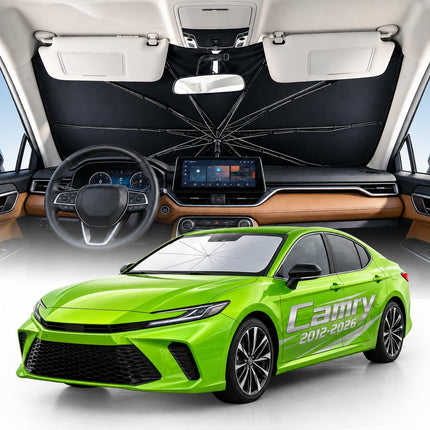 2026 Upgrade Windshield Sun Shade Umbrella, Double Thickened Ice Crystal Coating Sun & Heat Protection, Keep Vehicle Cool & Protect Interior, Zero Light Leakage Medium 57" L x 31" W