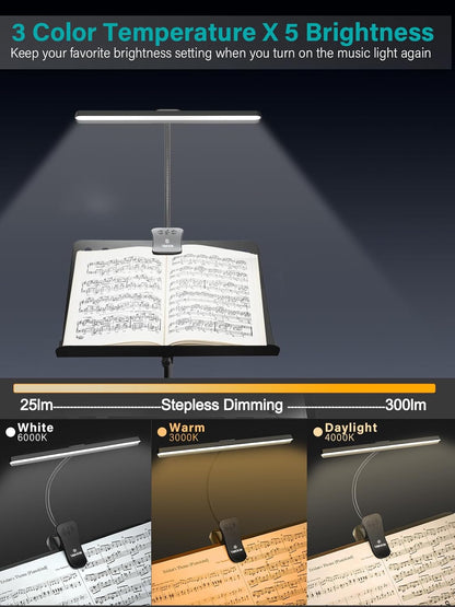 Professional 88 LED Rechargeable Music Stand Light - Foldable Clip-on Lamp, Eye-Protective, 5 Brightness - photo 3