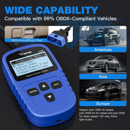 OBD2 Scanner Code Reader Car Diagnostic Tool Engine Fault Code Reader for Turn Off CEL with Freeze Frame/I/M Readiness for All OBDII Protocol Cars, OBD2 Scanner Diagnostic Tool