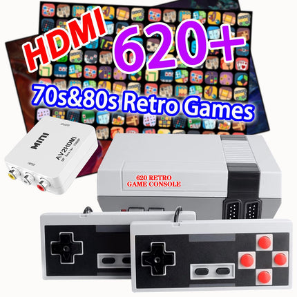 SHEPUDRUC Retro Gaming Console with 620+ Built-in Games, New 2026 Classic Retro Game Console AV And HDMI Output, 8-Bit Classic Video Gaming Consoles with 2 Controllers for Birthday Gifts