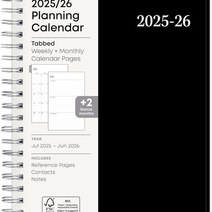 Blue Sky 2025-2026 Weekly and Monthly Academic Year Planner Calendar, July 2025 - June 2026, 5" x 8", Flexible Cover, Wirebound, Laminated Tabs, Enterprise
