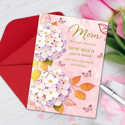 Happy Mothers Day Card for Mom, Beautiful Floral Mothers Day Gifts from Daughter Son Kids, Elegant Mom Appreciation Card with Heartfelt Message