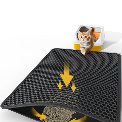 Ultra-Large Cat Litter Mat, 27'' x 19", Double-Layer, Grey