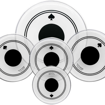 5-Piece Reinforced Drum Head Set – 10-22" with Black Dot for Dent Resistance & Deeper Bass, Double Durability, Enhanced Punch & Warmth, Frosted 10mil PET + 0.28mm Patch for Standard Kits