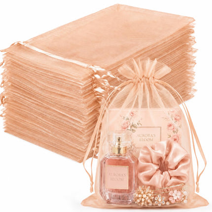 100Pcs White Organza Bags 3x4in,Small Mesh Drawstring Gift Bag
