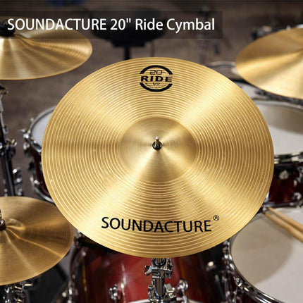 20" Ride Cymbal for Drum Set – Traditional Ride Cymbals with Clear Bell and Ping. Durable Drum Kit Cymbals for Beginners and Practice