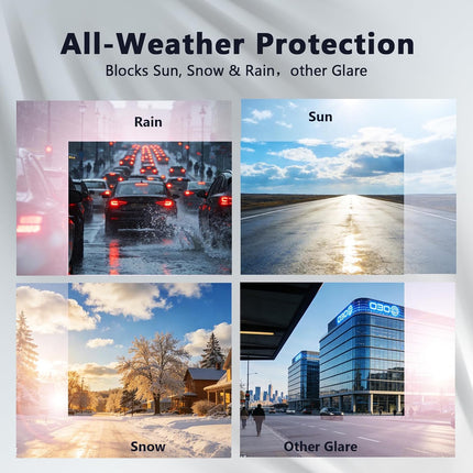 Sun Visor Extender for Car with Mirror & Card Slot, Universal Anti-Glare Visor Extender Attachment for Car Visor, UV400 PC Lens Polarized, Safe Driving Sun Visor Extension for Car,SUV (Black)