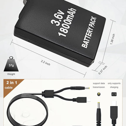 Battery for Sony PSP 1000 1001: Model PSP-110 Replacement Battery Pack 3.6V 1800mAh for Sony PSP1000 PSP1001 PSP Fat with Charger Cable