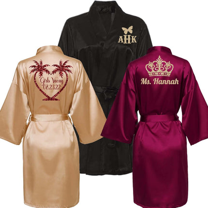 Custom Womens Robe, Sizes S-5XL, Add Symbols, Text & Monograms – Robes for Wedding, Girls Trips, Birthdays & More