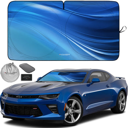 1-Piece Windshield Sun Shade Grunge American Flag - 4 USA Design - Foldable Car Front Window Sunshade for Most Sedans SUV Truck - Blocks Max UV Rays and Keeps Your Vehicle Cool - Medium