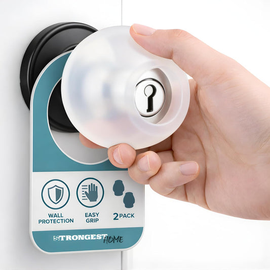 Clear Silicone Door Knob Cover & Wall Protector – Soft Rubber Handle Grip for Arthritis Support and Quiet Damage